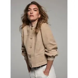 Mint Velvet Neutral Suede Puff Sleeve Jacket